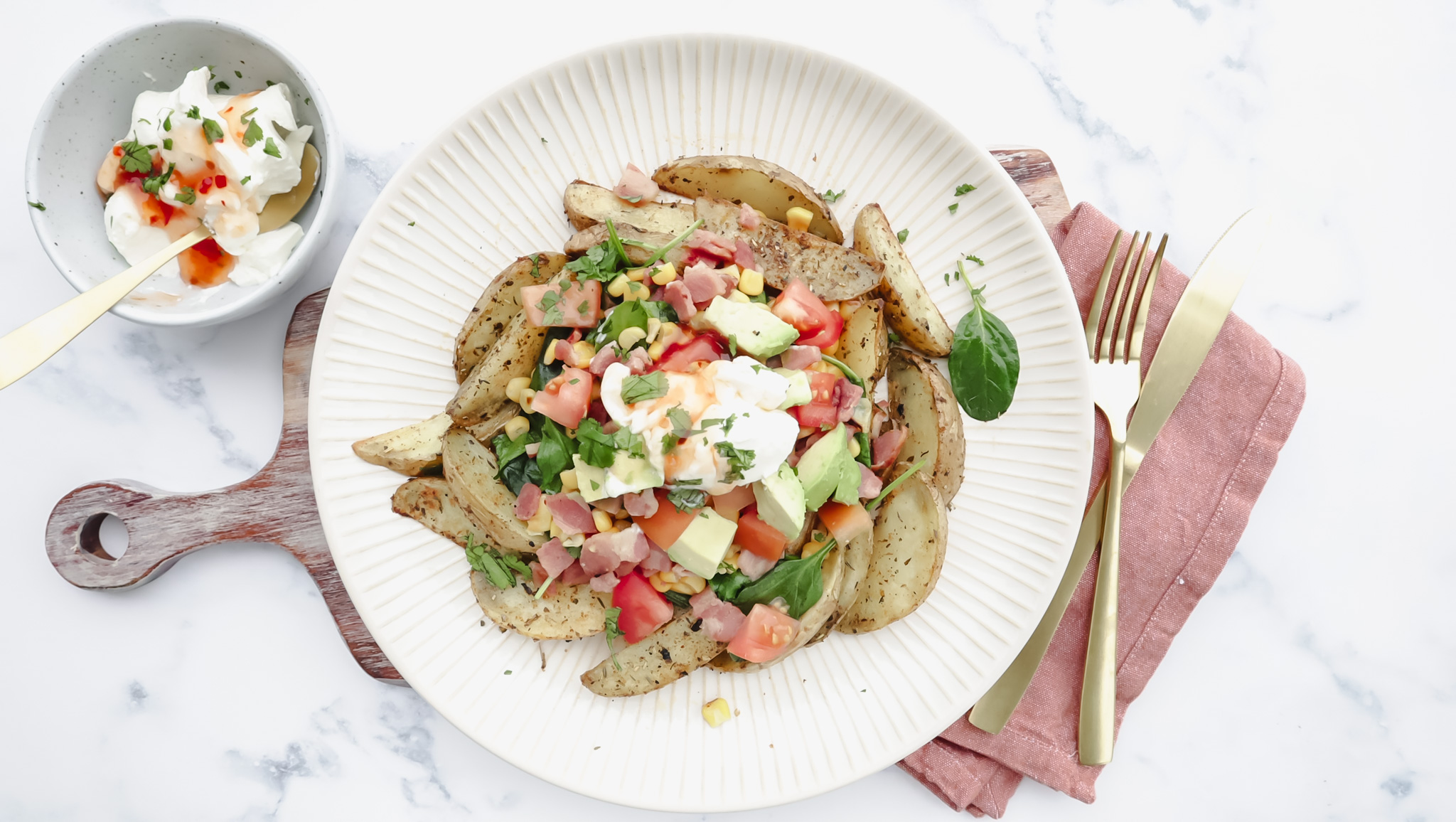 Mexican style loaded wedges with sweet chilli cream recipe