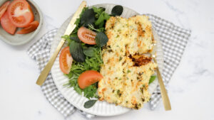 Cheesy beef lasagna topper rolls with garden salad recipe