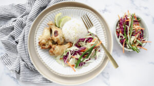 Creamy Malaysian chicken wings with jasmine rice & pickled salad recipe