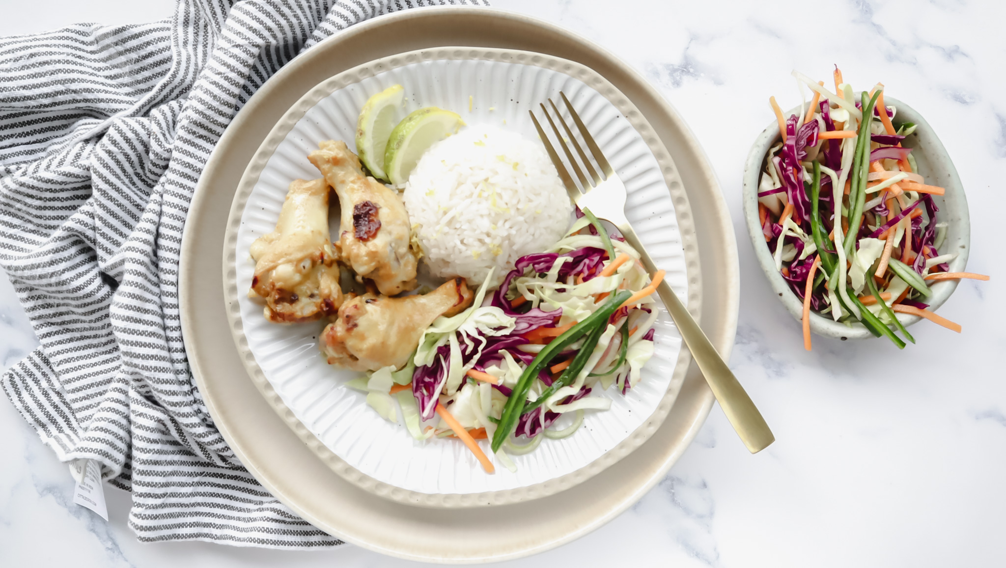 Creamy Malaysian chicken wings with jasmine rice & pickled salad recipe