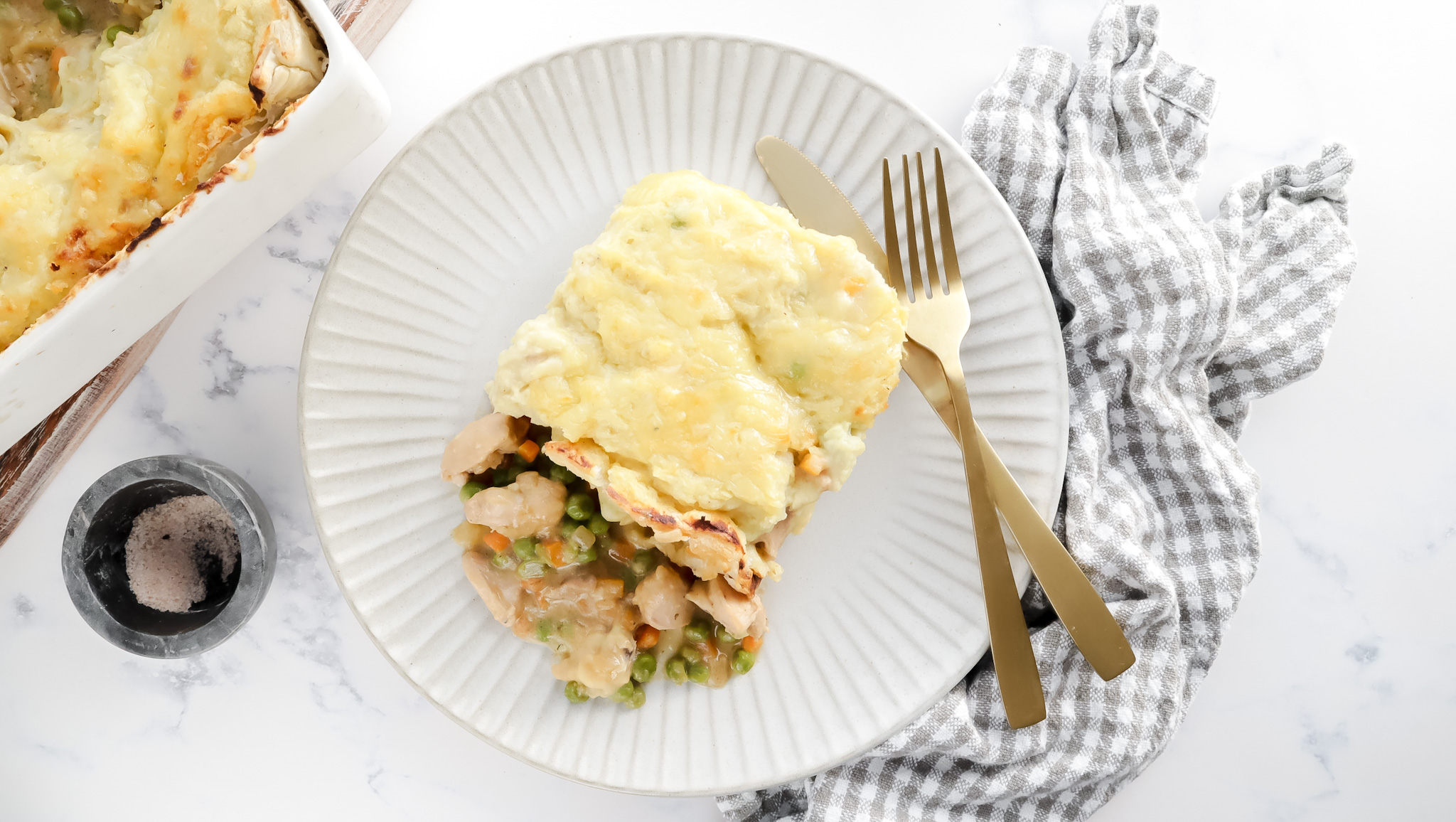 Hearty chicken & veggie pie with cheesy potato top recipe