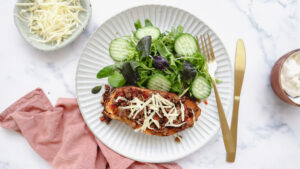 Loaded beef sweet potatoes with cheese & mesclun salad recipe