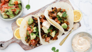 Mexican lamb tacos with sweet chilli mayo & avocado salsa recipe
