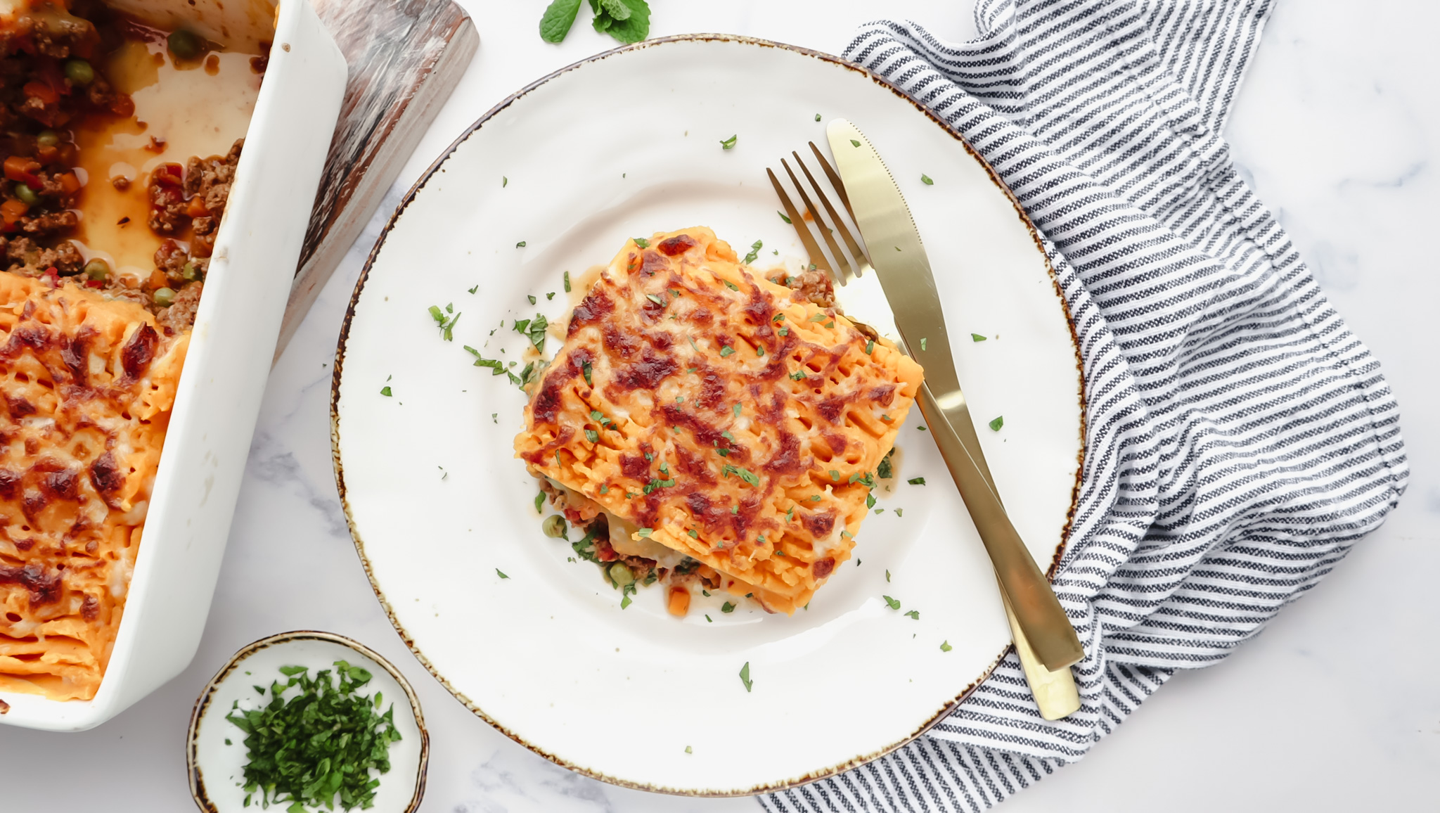 Moroccan beef shepherds pie with sweet potato & cheese crust recipe