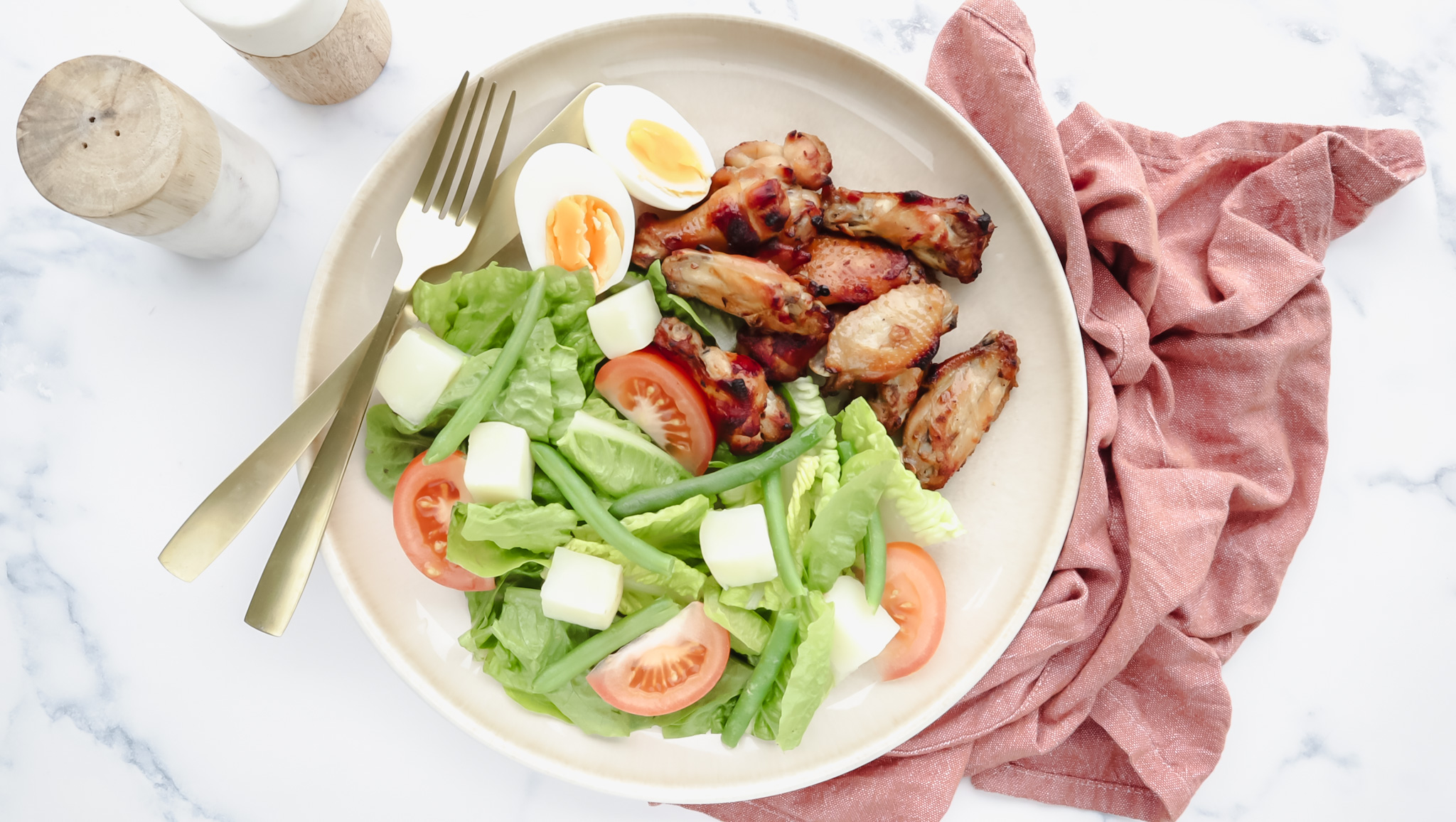 Sticky teriyaki chicken wings with Asian style garden salad recipe