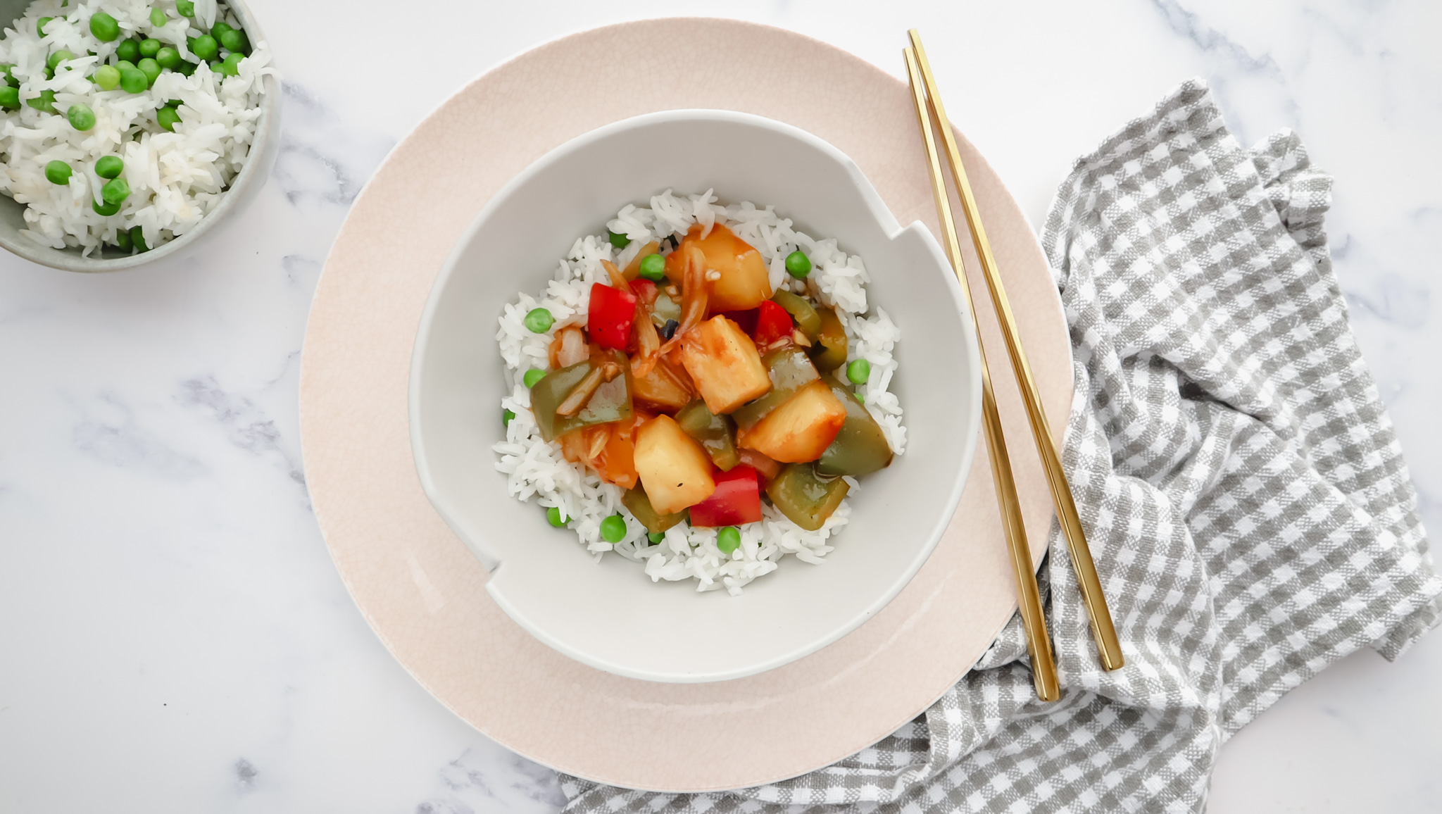 Sweet & sour fish with pea & jasmine rice recipe