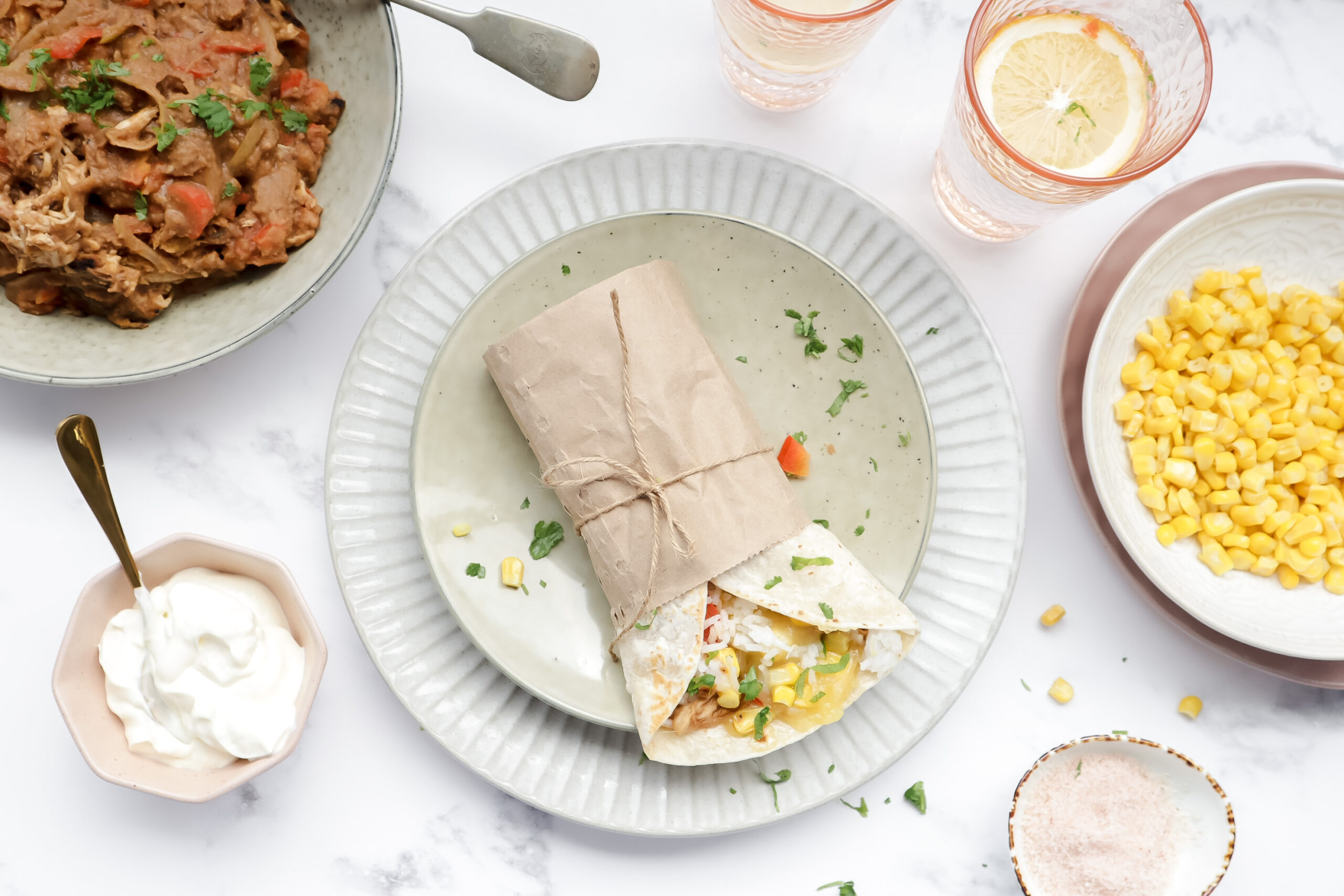 Korean beef burrito with creamy sweet chilli sauce & guacamole recipe