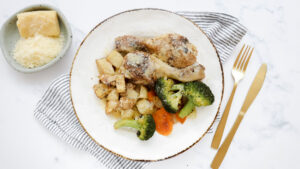 Chicken & cheese traybake with veggie’s & sauce recipe