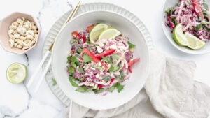 Fresh Thai noodle salad with sesame peanut dressing & cashews recipe
