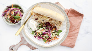 Honey mustard pulled chicken subs with salad, cheese & mayo recipe
