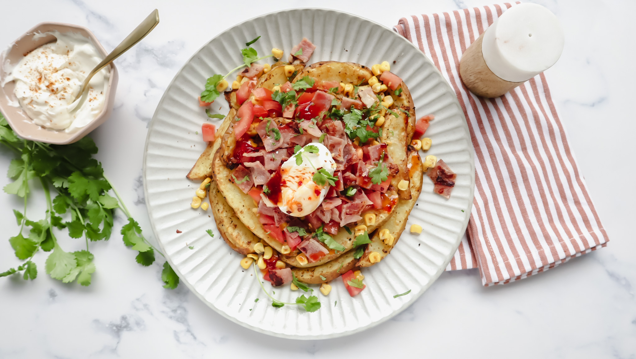 Mexican loaded wedges with bacon, avocado & sour cream recipe