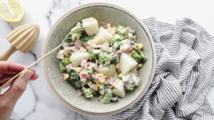 Bacon & veggie potato salad with zesty creamy dressing recipe