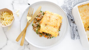 Pork & veggie pot pie with cheesy mash recipe