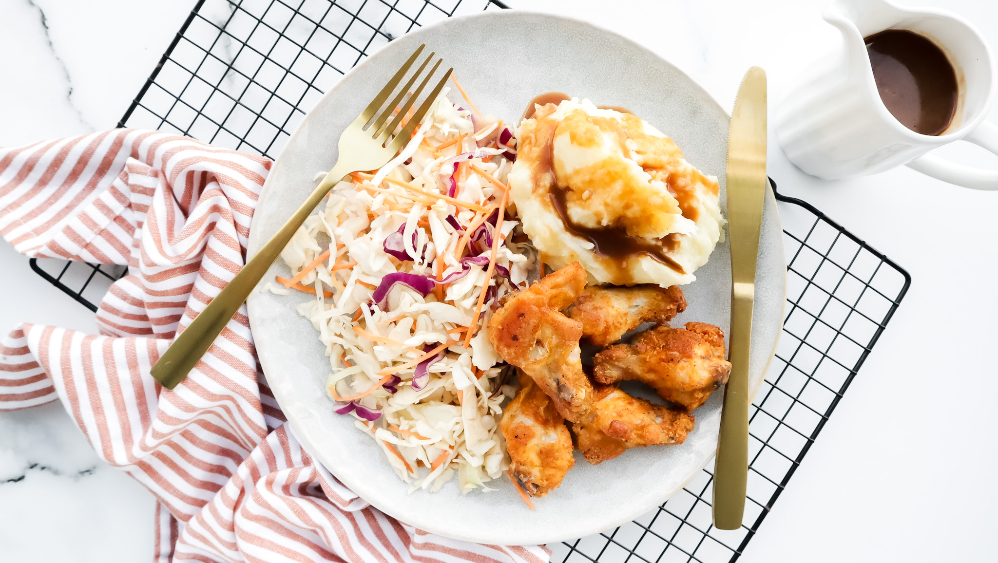 Southern baked chicken with mash, gravy & slaw recipe