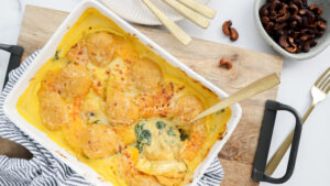 Roasted pumpkin & fried gnocchi in a creamy sauce with sweet & spicy cashews recipe