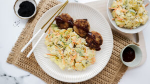 Tonkatsu style pork patties with Japanese potato salad & kewpie mayo recipe