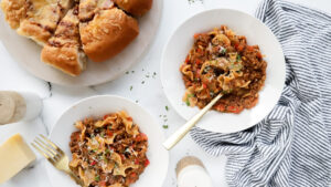 Italian beef & veggie ragù with cheesy focaccia bread recipe