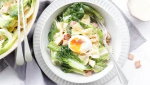 Chicken & bacon Caesar style pasta salad recipe Family-Friendly Meal Planning Subscription Weekly Shoppable Dinner Recipes Easy Meal Plans with Shopping Lists