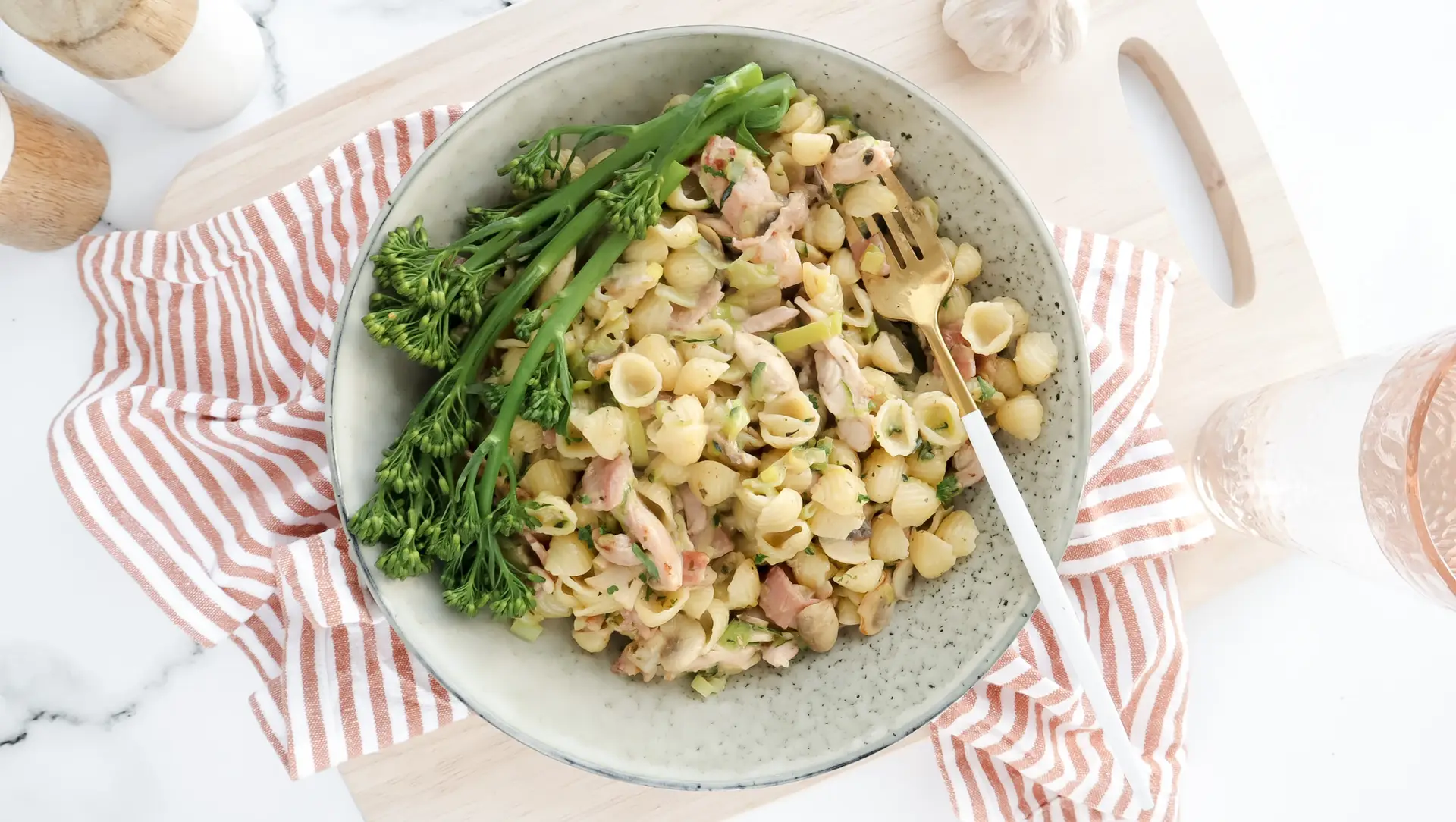 Family-Friendly Meal Planning Subscription Weekly Shoppable Dinner Recipes Easy Meal Plans with Shopping Lists Creamy chicken, bacon & mushroom pasta with steamed greens recipe