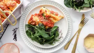 Spinach & ricotta cannelloni with garden salad recipe Family-Friendly Meal Planning Subscription Weekly Shoppable Dinner Recipes Easy Meal Plans with Shopping Lists