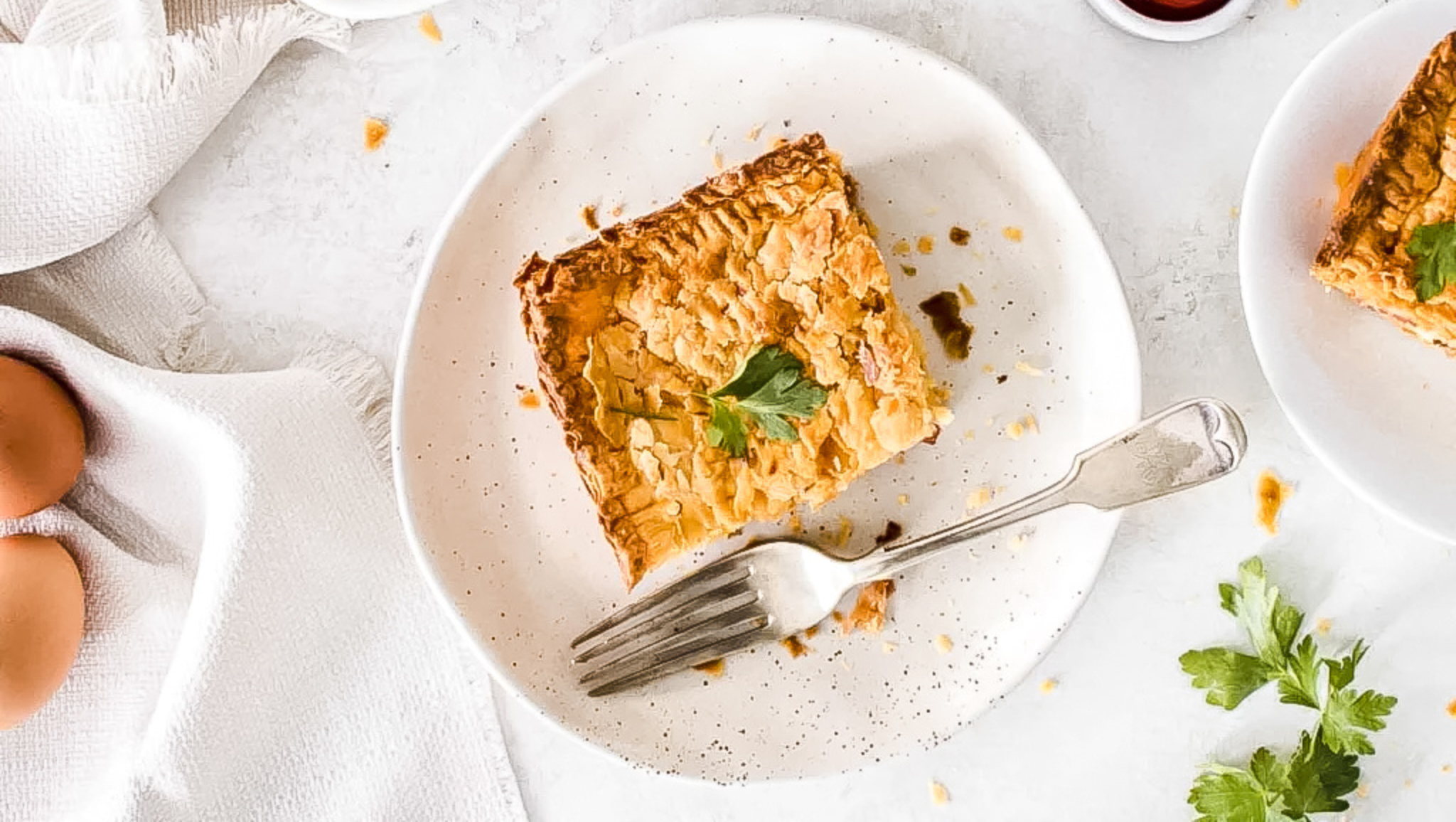 Bacon & egg pie with salad & tomato relish meal planning