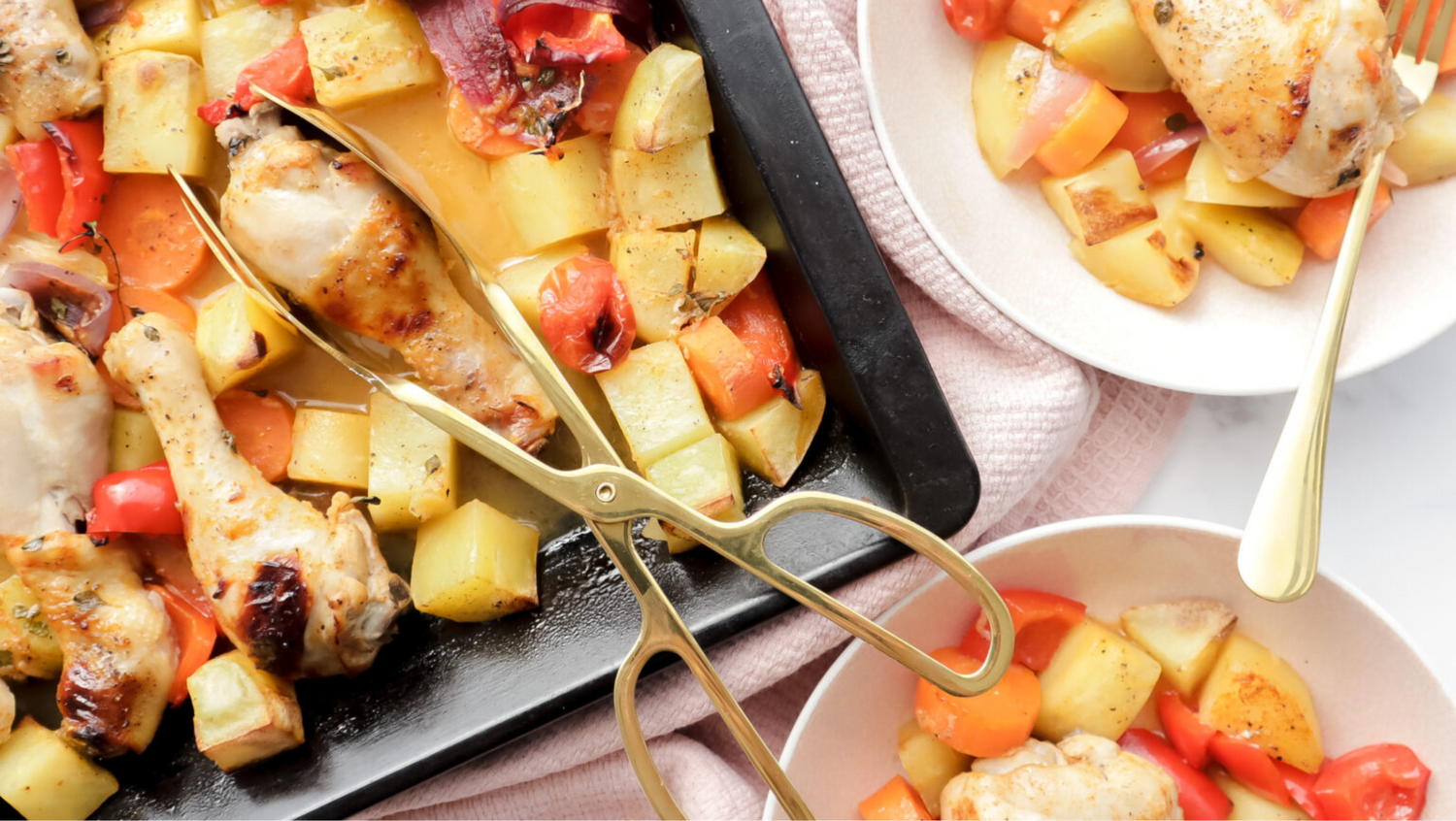 Mediterranean chicken & veggie tray bake meal planning