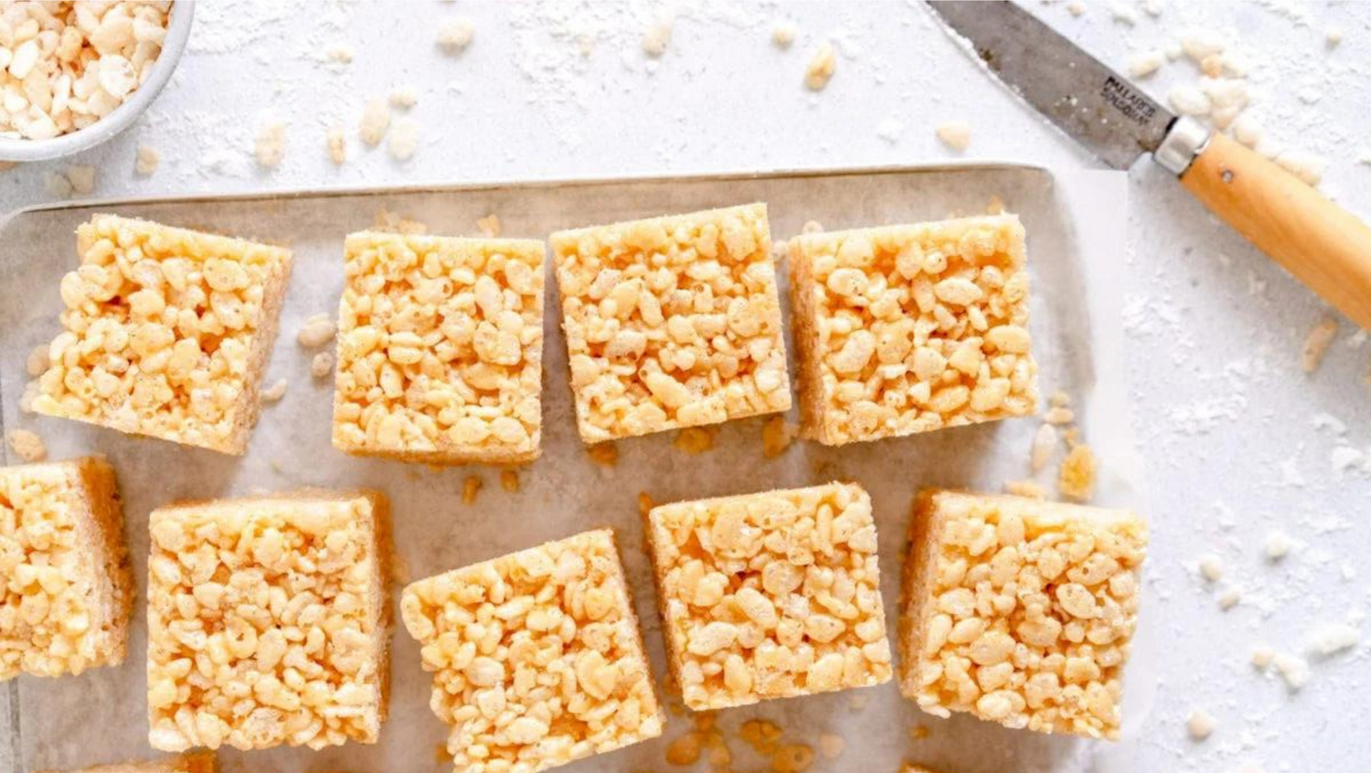 Peanut butter & honey rice bubble bars healthy slice recipe for kids